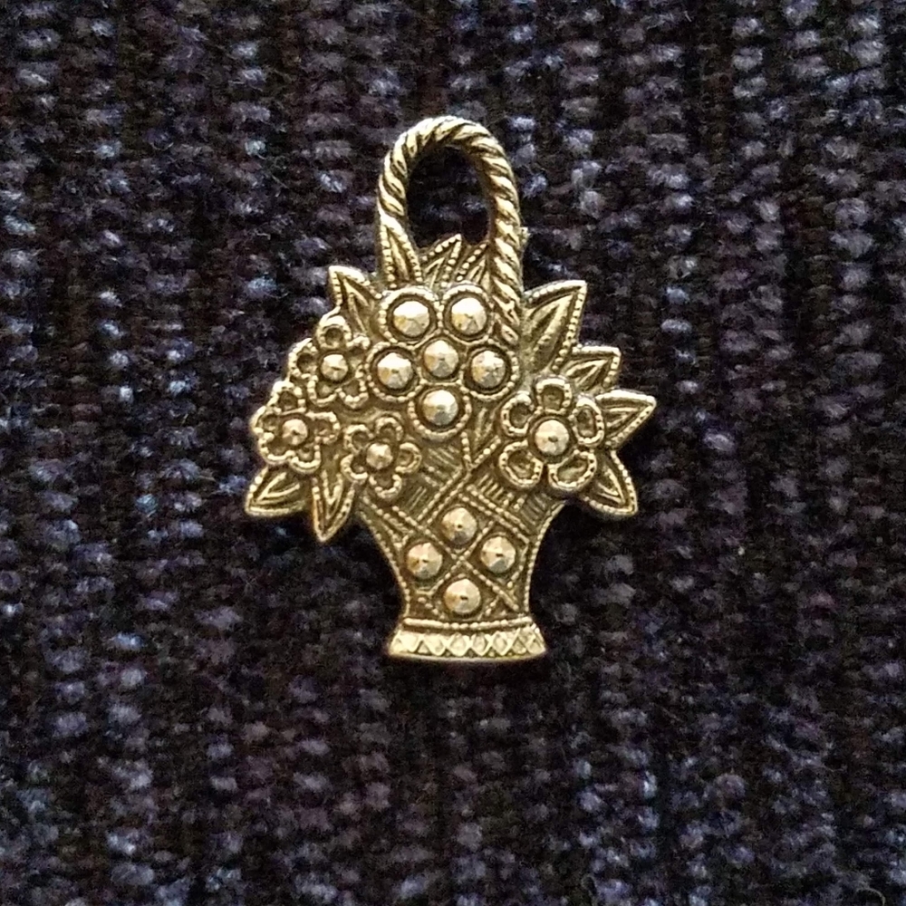 Petite Avon Marcasite-look Basket Tack Pin